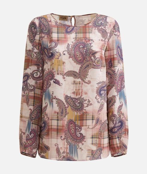 Alviero Martini 1A Classe Camicia casual Blusa Donna girocollo con fantasia Rosa - Francavilla Moda